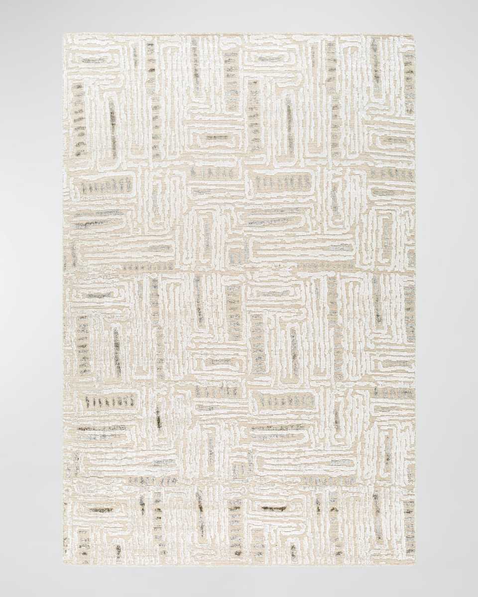 Amina Beige Hand-Knotted Rug, 6' x 9'
